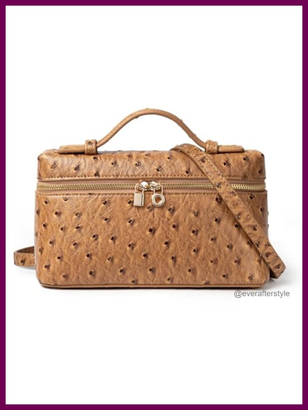 Ostrich Embossed Vegan Leather Crossbody Bag Mini Top Handle Clutch